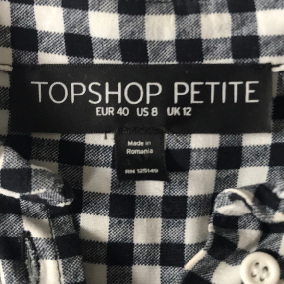 Topshop Petite Gingham Button Up Blouse NWOT - Picture 4 of 7